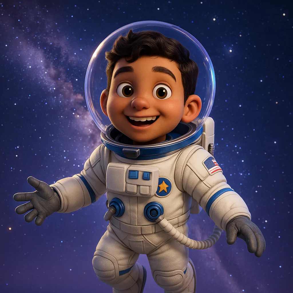 Illustrated astronaut adrift in the Milky Way