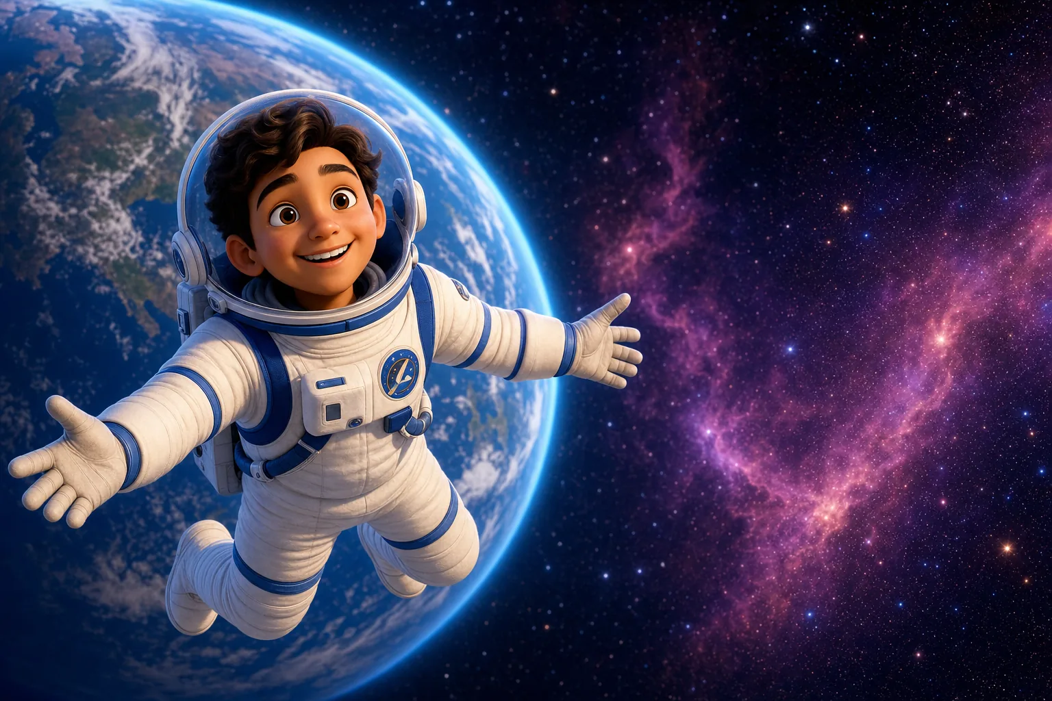 Astronaut floating high above Earth