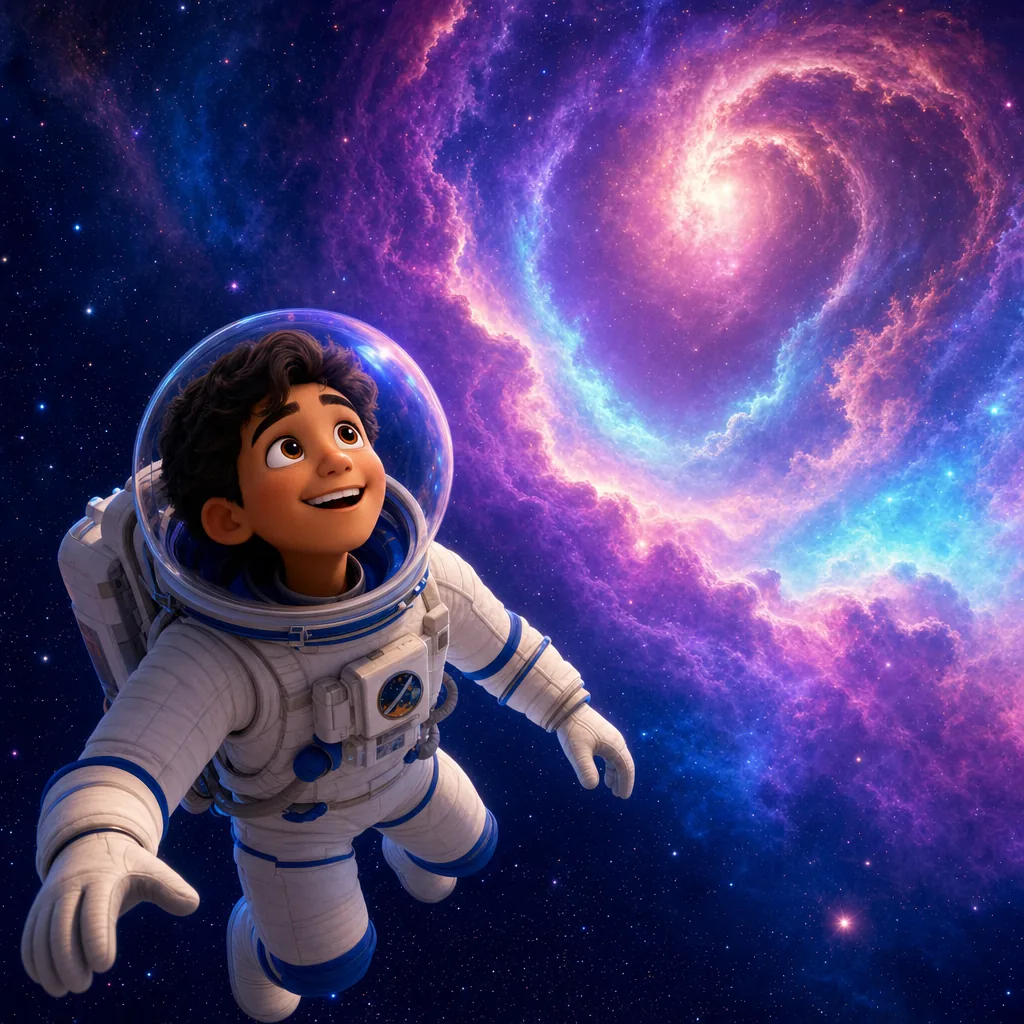 Astronaut in a glowing nebula